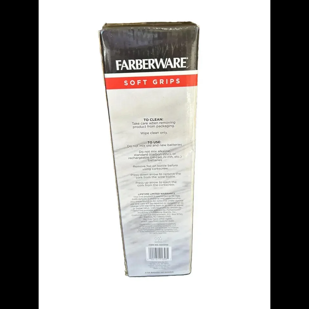 🌼Farberware Soft Grip Battery Operated Corkscrew New In Box